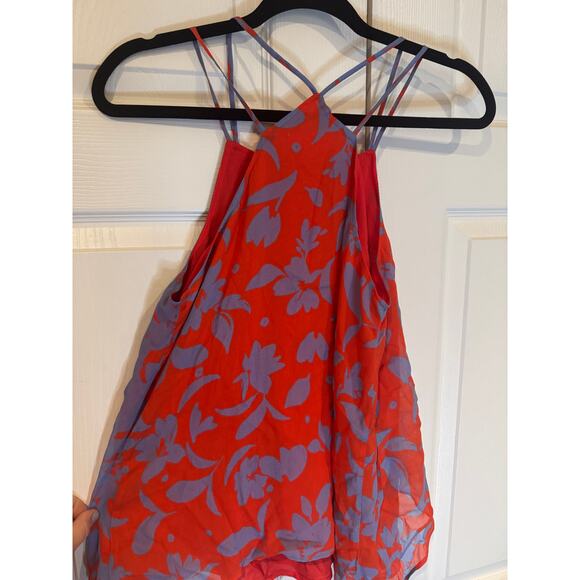 Anthropologie Maeve Tank Top Red Floral Chiffon Strappy Halter Cami Sz XS - Picture 5 of 9